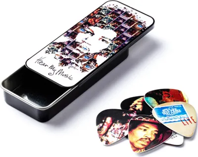 Zdjęcie produktu dla Dunlop JH-PT07M Jimi Hendrix – Hear my music – zestaw kolekcjonerski zawierający 12 kostki do gry na gitarze