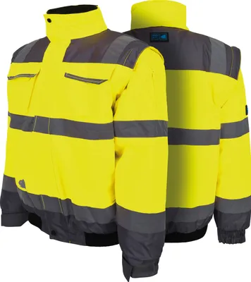 Produktbild von Warnschutz Pilotenjacke,neongelb / grau, abnehmbare Ärmel S