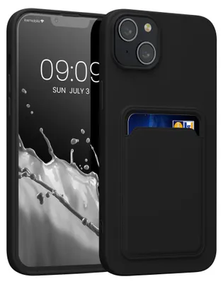 Produktbild von kwmobile Handyhülle für Apple iPhone 14 Plus Hülle mit Kartenfach - TPU Case - Kabelloses Laden - Schutzhülle Cover in Schwarz