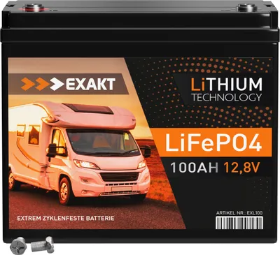 Produktbild von EXAKT LiFePO4 100Ah 12V Lithium Batterie
