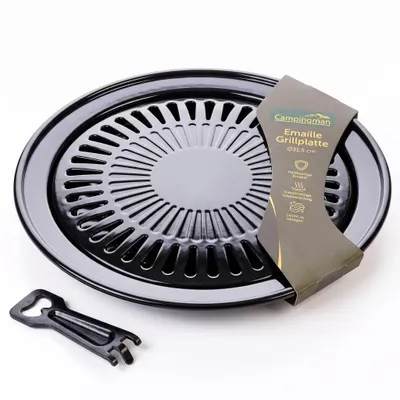 Produktbild von Campingman Grillplatte für Gaskocher - Antihaft BBQ Grillaufsatz mit Fettablauf, 31,5 cm, Camping & Outdoor
