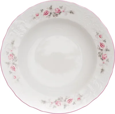 Produktbild von Thun 1794 Tiefer Teller, Tschechisches Porzellan, Bernadotte, 23 cm, rosa, rosa Streifen, Thun