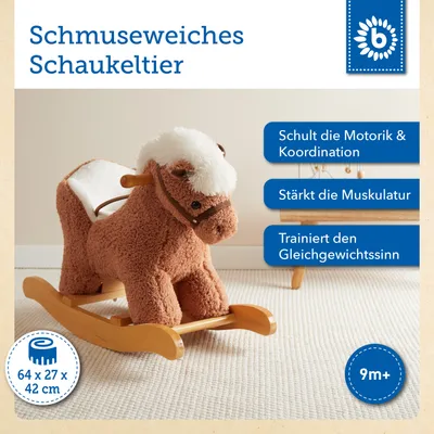 Produktbild von Supa Schaukelpferd, Plüsch Holz, 60 cm, Sicherheitsgurt, ab 9 Monate
