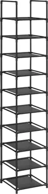 Produktbild von Songmics Schuhregal Metallgestell 10 Ebenen, 33 x 33 x 173 cm, Schwarz