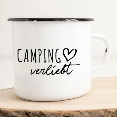 Produktbild von Huuraa Emaille Tasse Camping  Geschenk Kaffeebecher Vintage 300ml Camping  Präsent