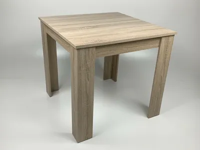 A square wooden table with a light wood grain finish is shown against a plain white background.