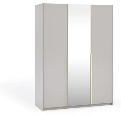 Obrázek produktu pro Margaret Hadas24 Skříň APOLLONIA se zrcadlem, skříň s otočnými dveřmi, moderní, skříň,  spousta úložného prostoru 150 x 204 cm (kašmírová barva, zlaté úchytky)