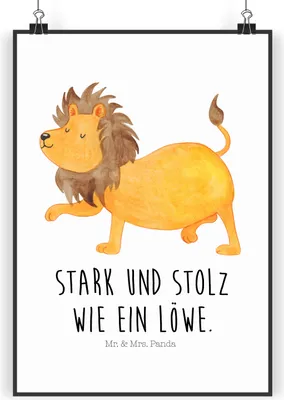 Produktbild von Mr. & Mrs. Panda Bild Sternzeichen Löwe DIN A5 - Weiß - Geschenk, Deko, Geburtstag August, König Der Tiere, Plakat, Wandbild, Juli, drucke, Wanddekoration