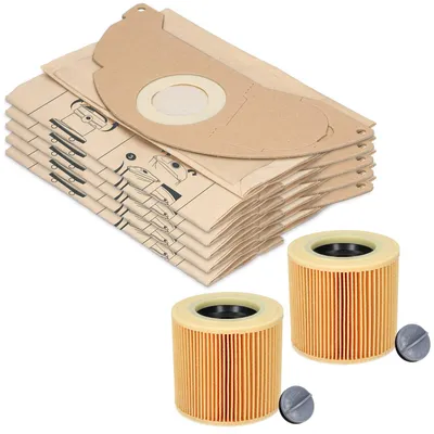 20 Staubsaugerbeutel + 2 Filter für Kärcher WD2/MV2