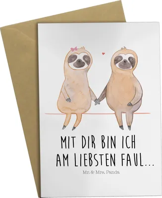 Produktbild von Mr. & Mrs. Panda babykarte Faultier Pärchen - Weiß - Geschenk, osterkarten, hochzeitskarten, einladungskarten, Lieblingstier, Grußkarten, Liebe, weihnachtskarten