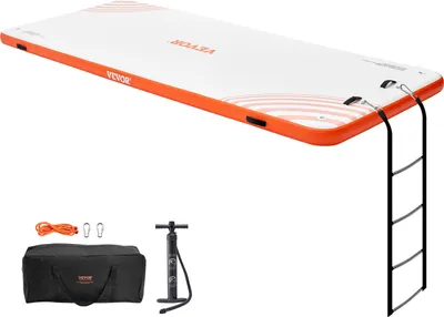 Produktbild von VEVOR Aufblasbares Schwimmdock, 4,57 x 1,82 m, Dockplattform, rutschfeste Wasserschwimmdockmatte mit tragbarer Tragetasche und abnehmbarer Leiter, schwimmende Plattform-Inselfloß für Pool, Strand