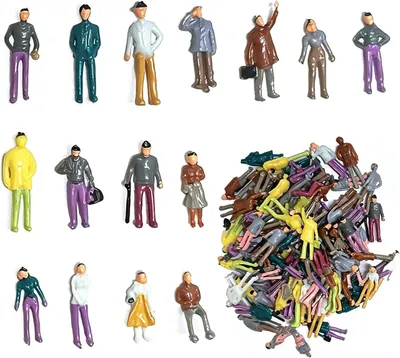 Productafbeelding van Miniatuurfiguren 1:75, set van 60 stuks, 25 mm, kleurrijk, voor modelbouw