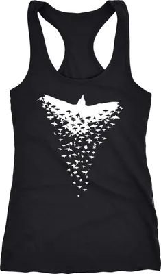 Produktbild von Damen Tank-Top Rabe Vogel-Schwarm Tiermotiv Printshirt Racerback Neverless® schwarz XXL