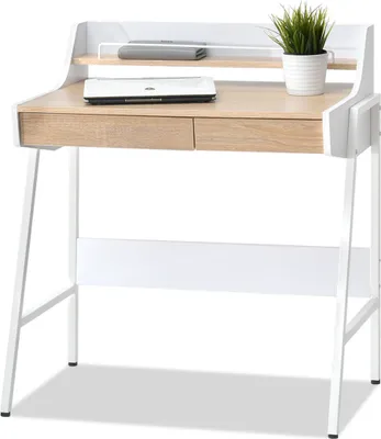 Image de Bureau minimaliste RENO - blanc / chêne Sonoma