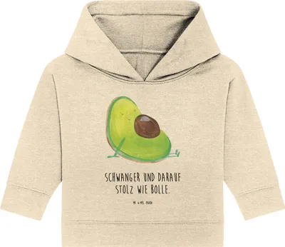 Produktbild von Mr. & Mrs. Panda Organic Baby Hoodie Avocado Schwangerschaft 24. - 36. Monat - Natural Raw - Geschenk, Geburt, Liebe, Wunder, Kapuzenshirt, Kapuzensweatshirt