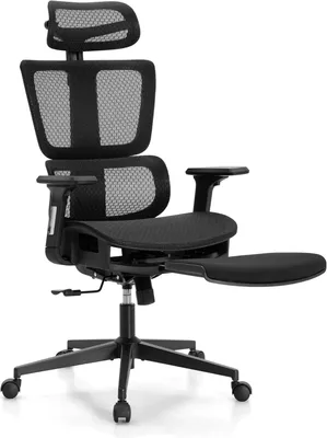 Bürostuhl ergonomisch mit Fußstütze, Mesh-Rücken, 3D-Armlehnen