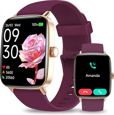 Produktbild von für Damen und Herren mit Telefonfunktion mit Herzfrequenz-, SpO2- und Schlafüberwachung, über 110 Sportmodi, Schrittzähler, IP68 wasserdicht,
