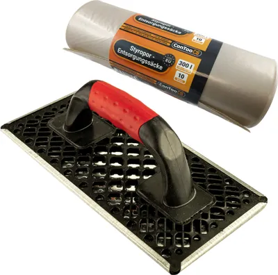 Produktbild von WDVS Schleifbrett Raspel Egalisierungsbrett 270mm+Styropor-Abfallsäcke 10x300L