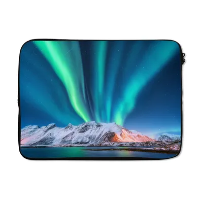 Produktbild von MuchoWow® Laptop Hülle 13 Zoll Noorlicht - Wasser - Schnee - Spiegelung Laptoptasche - Laptophülle - Sleeve - Rundumschutz