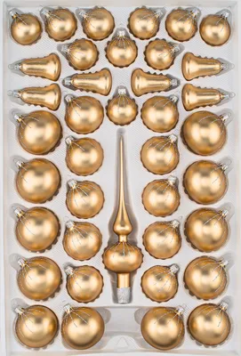 Produktbild von 39 tlg. Glas-Weihnachtskugeln Set in Classic Gold Silber Regen