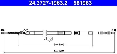 Produktbild von ATE Handbremsseil Seilzug Feststellbremse für TOYOTA RAV 4 II (CLA2, XA2, ZCA2, ACA2) Hinten Rechts 24.3727-1963.2