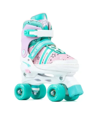 Immagine prodotto di SFR Spectra: Pattini a quattro ruote regolabili per bambini, rosa/verde. Taglie disponibili: UK 1J-4J, EU 33-37, US M2-5