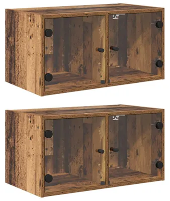 Produktbild von vidaXL Wandschränke 2 pcs Altholz 68 x 37 x 35 cm Holzwerkstoff