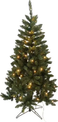 Produktbild von Buxibo grüner PVC-Weihnachtsbaum auf Metallständer – mit 200 LED-Lichtern und 8 Lichteffekten – EU-Stecker – Metallständer – 1020 Zweige – 210 cm