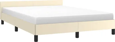 Produktbild von vidaXL Bettgestell mit Kopfteil ohne Matratze Creme 140x200 cm