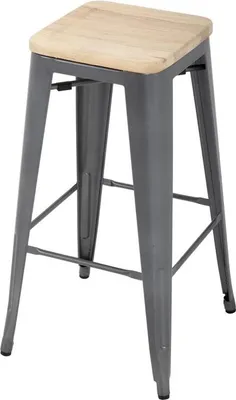 Produktbild von Bolero Barhocker Aus Stahl Mit Holzsitz - Grau (4 Stück)