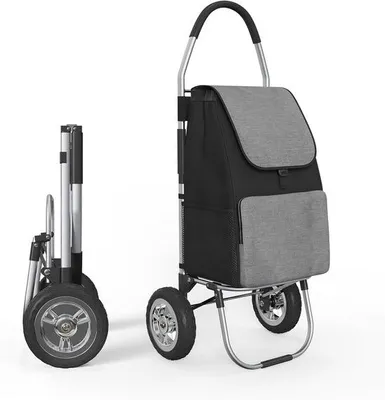 Produktbild von Famanu Einkaufstrolley mit Rädern, Großer 50 L Einkaufstrolley, Faltbarer Einkaufswagen mit Abnehmbarer Einkaufstasche, max. Belastbarkeit 50 kg,