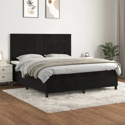 Immagine prodotto di vidaXL Letto boxspring con materasso nero 180x200 cm in velluto - Letto boxspring - Boxspringbetten - Bett - Schlafzimmermöbel