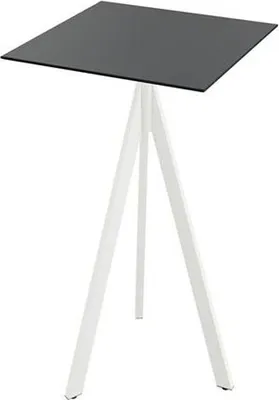 Immagine prodotto di Tavolino Infinity Treppiede - Struttura da bar bianca + piano in HPL nero 70x70 cm 1 pezzo