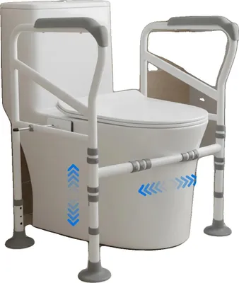 Image de Cadre de soutien pour toilettes, hauteur réglable de 27 à 29 pouces, capacité de charge de 150 kg, accoudoirs antidérapants, structure en acier au carbone, conception conviviale