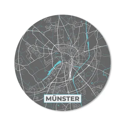 Produktbild von MuchoWow® Mauspad Mousepad Stadtplan - Karte - Münster - Blau - Deutschland - Karte 40x40 cm - Mousepads - Maus Mat - Pad - Mausunterlage - Schreibtisch Accessoires