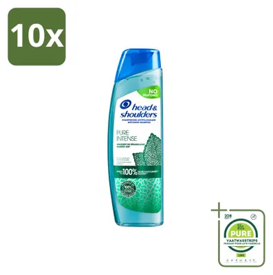 Image de 10 flacons de shampooing antipelliculaire Head & Shoulders Pure Intense, à la menthe poivrée, 250 ml - Pack économique - 10 pièces