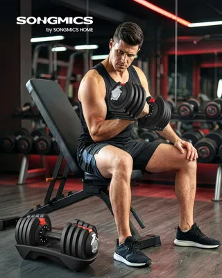 Produktbild von SONGMICS Kurzhanteln 2er set, verstellbar, 12-in-1, 1,5 kg bis 18 kg, mit Ständer, schwarz-rot