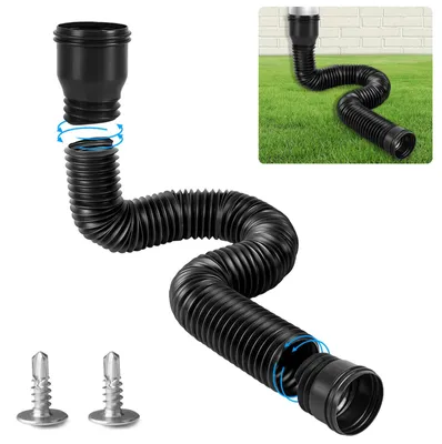 Flexible Regenfallrohr-Verlängerung 47–150 cm, für 80/100 mm, Schwarz
