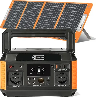 Obrázek produktu pro P60 Powerstation se solárním panelem 100 W, baterií 520 Wh, několika výstupy, přenosný solární generátor, P60+100W solární panel