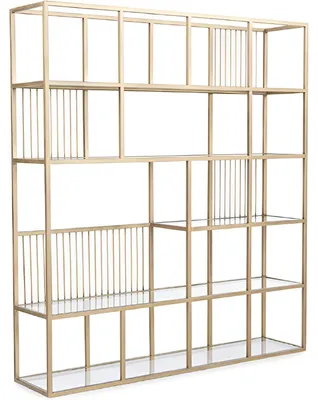 Obrázek produktu pro Modernes Bücherregal mit goldfarbenem Metallrahmen und Glasböden