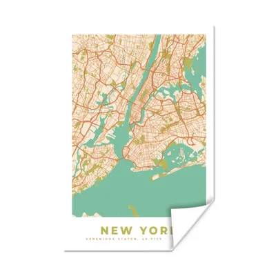 Produktbild von MuchoWow® Poster New York - Stadtplan - Vintage - Karte 80x120 cm - Papierdruck
