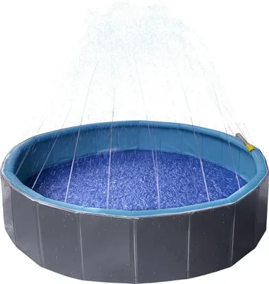 Produktbild von Flamingo Hundepool Sprinkle rund blau/dunkelgrau, Maße: 160 x 160 x 30 cm