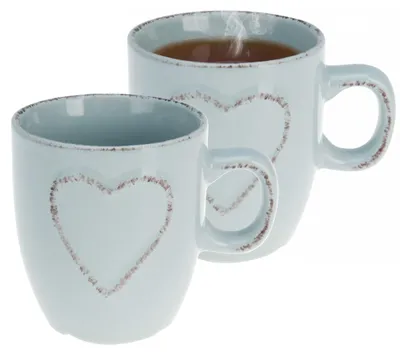 Produktbild von Siaki Becher-Set Herz - 2x - hellblau - 150 ml - Kaffee/Tee - Keramik
