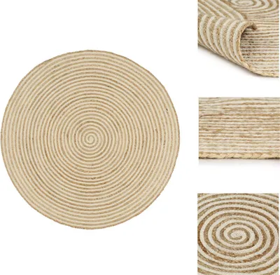 Obrázok produktu pre vidaXL Ručne vyrobený jutový koberec so špirálovým vzorom biely 90 cm - Koberce