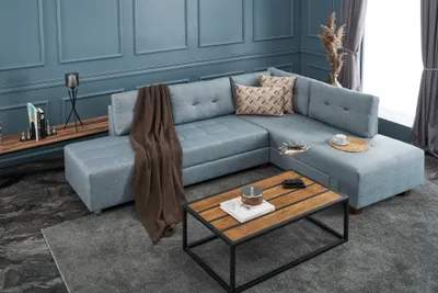 Immagine prodotto di Hanah Home, Manama- BLC2545, Azzurro, Divani letto, Struttura: Legno / Fibra di legno