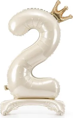 Productafbeelding van Foliemachineballon, cijfer "2", 84 cm, lichtcrème
