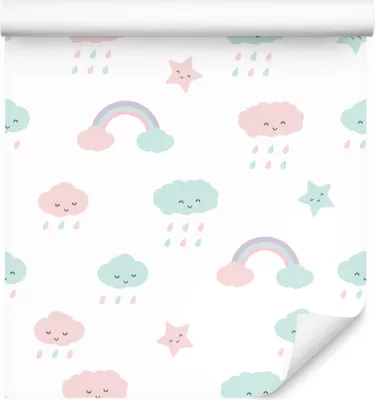Produktbild von 10m VLIES TAPETE Rolle Kinderzimmer Himmel Wolken Regenbogen Sterne XXL