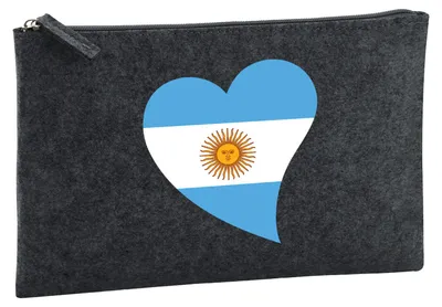 Produktbild von Huuraa Kulturbeutel Argentinien Flagge Herz 1 Liter Charcoal Filz Kosmetiktasche Geschenkidee