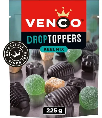 Produktbild von Venco Droptoppers Keelmix 225g – Süßes Hustenbonbon-Mix zur Halslinderung
