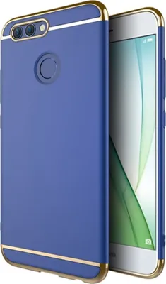 Produktbild von Handy Hülle Schutz Case für Huawei Nova 2 Bumper 3 in 1 Cover Chrom Etui Blau